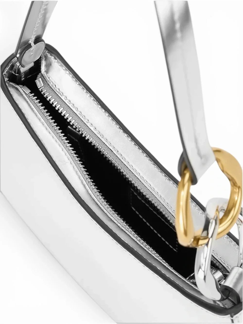 Staud Ollie Metallic Silver Shoulder Bag